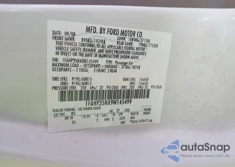 2009 Ford Focus Se from USA, damaged, VIN 1FAHP35NX9W145499